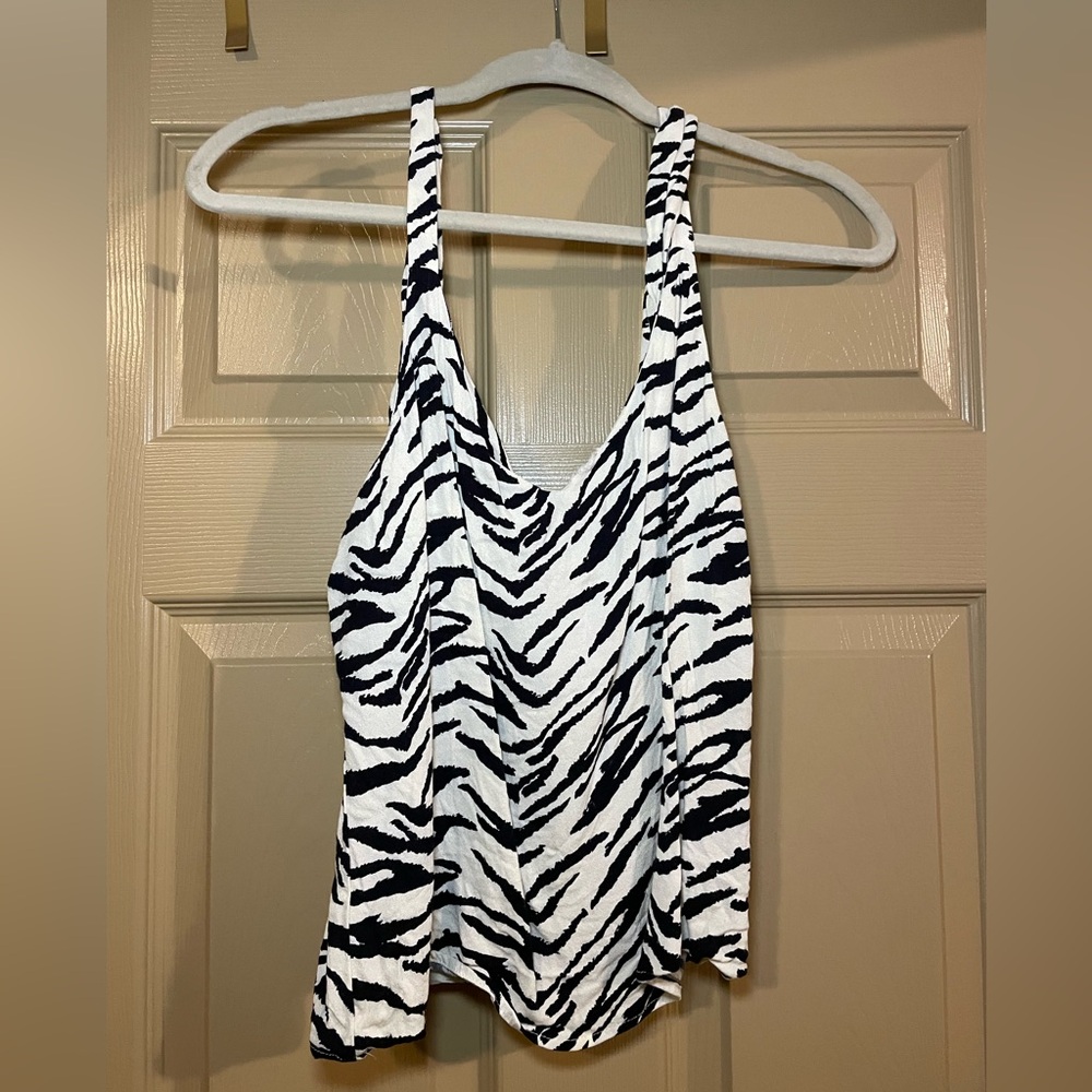 Reformation Black & White Zebra Print Tank Top